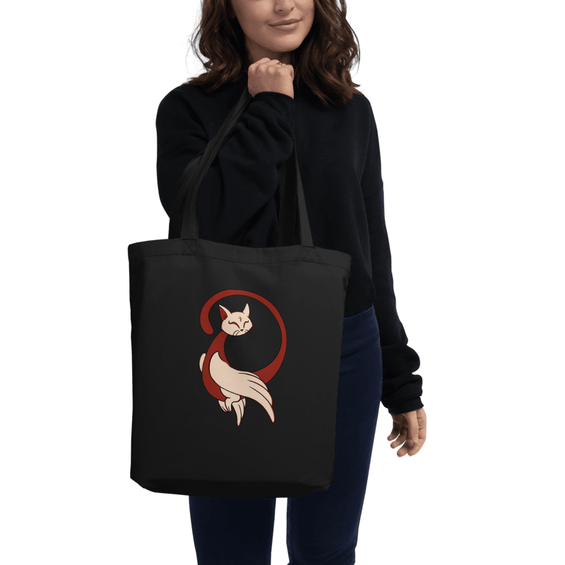 Calming Brown Cat-Owl Totebag / Black-Oyster product image (4)