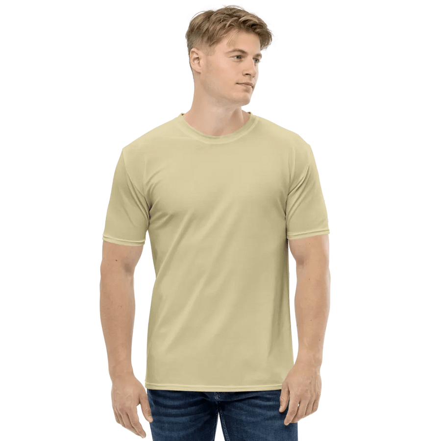 Plain Light Yellow Soft Summer Men's Crewneck Polyester Heavyweight Premium T-Shirt by Treasure Pie product image (4)