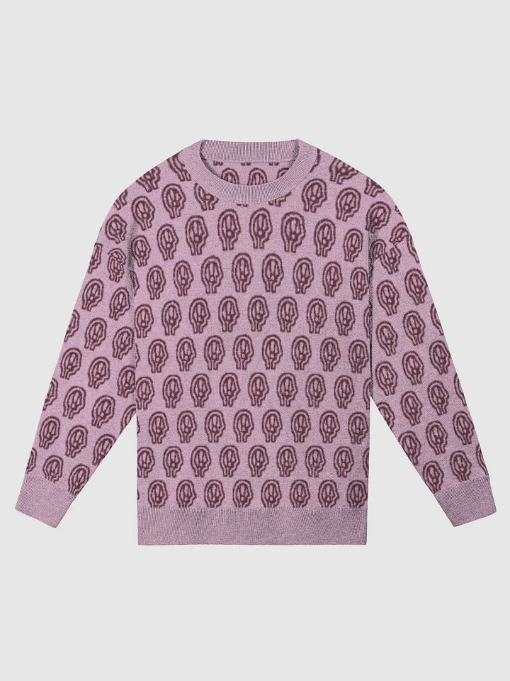 EXCLAIMING MENTALLY (repeating design, lilac and maroon) relaxed knitwear crewneck product image (3)