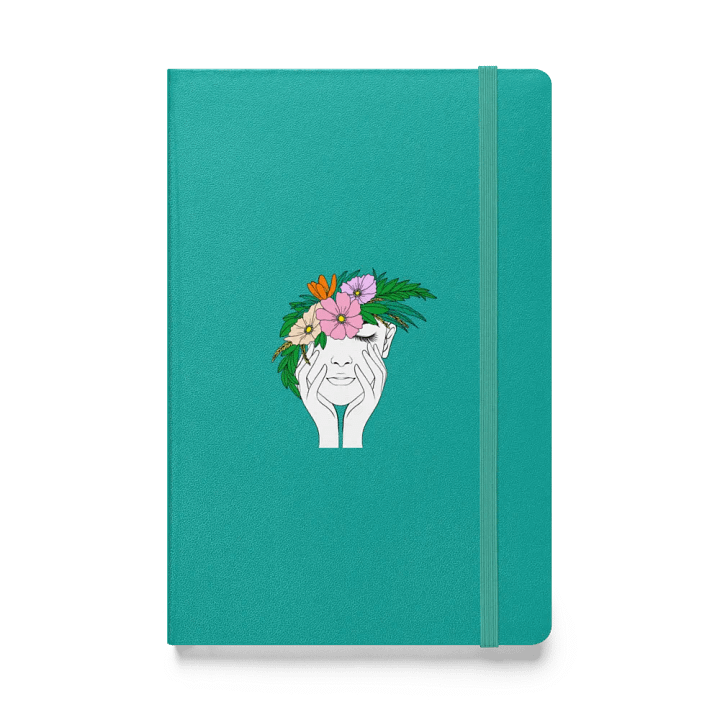 Flower Crown Music Festival Girl Turquoise Green Hardcover Bound Notebook | JournalBook® product image (1)