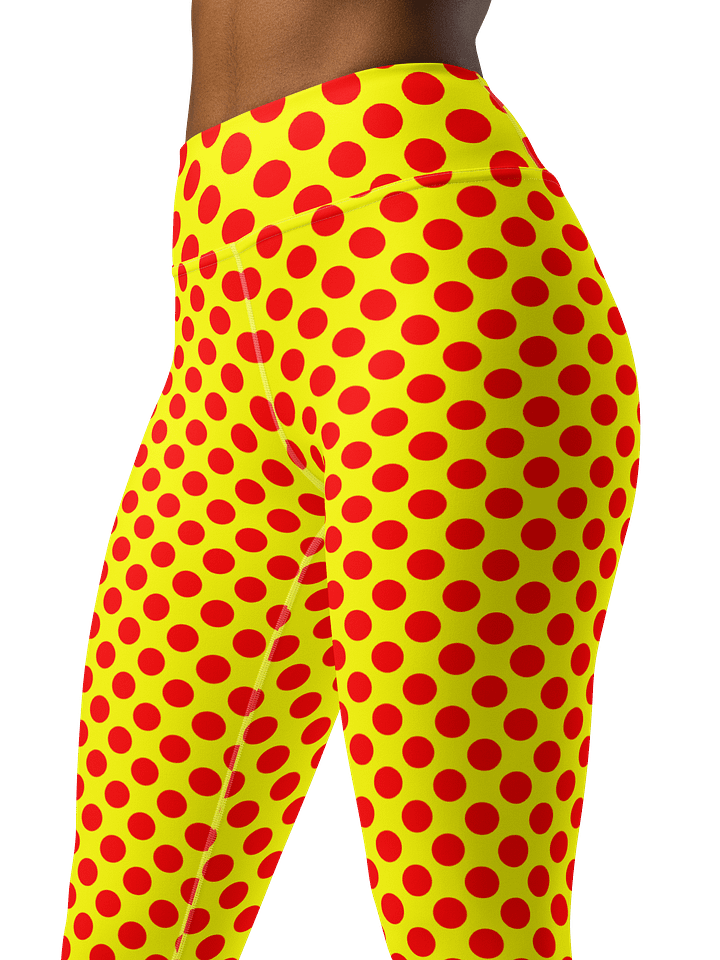 Red Polka Dots on Yellow Yoga Leggings product image (1)