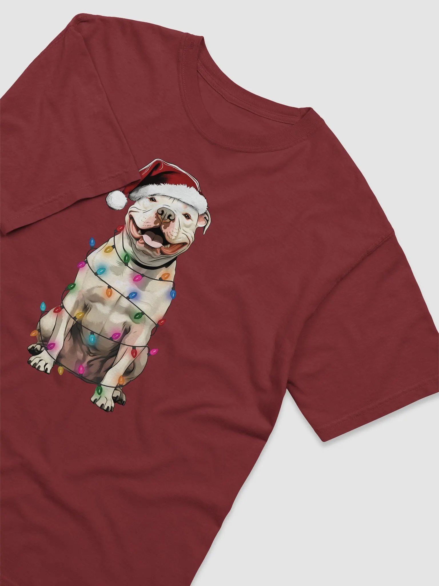 Funny Pitbull Terrier(White) Christmas T-Shirt for Pittie Paw-rents product image (11)