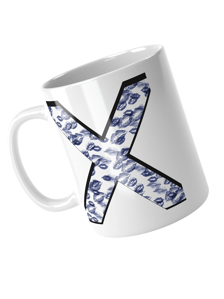 White X Dark Blue Lipstick Kisses | Glossy White Mug product image (1)