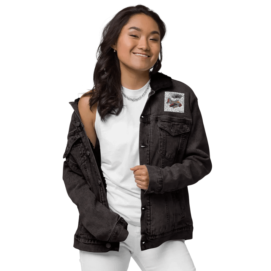 Kid Airplane (Threadfast Apparel Unisex Sherpa Denim Jacket) product image (2)