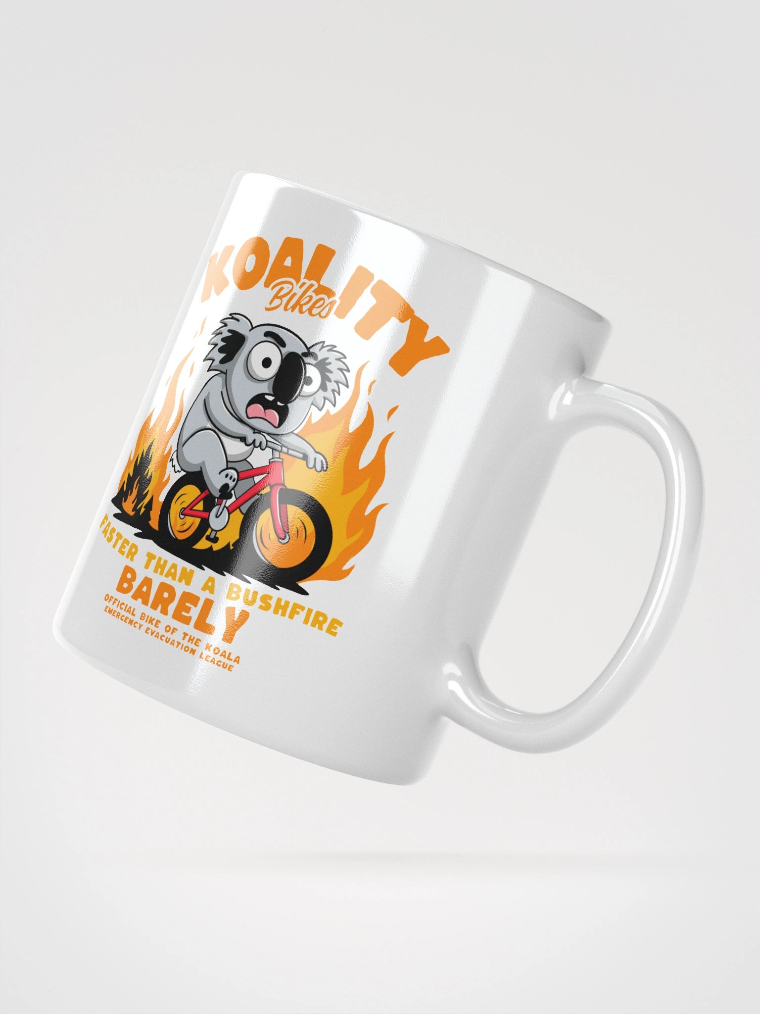 Funny Koala Bike Mug – “Faster Than a Bushfire (Barely)” – Aussie Cycling Pun Gift product image (5)