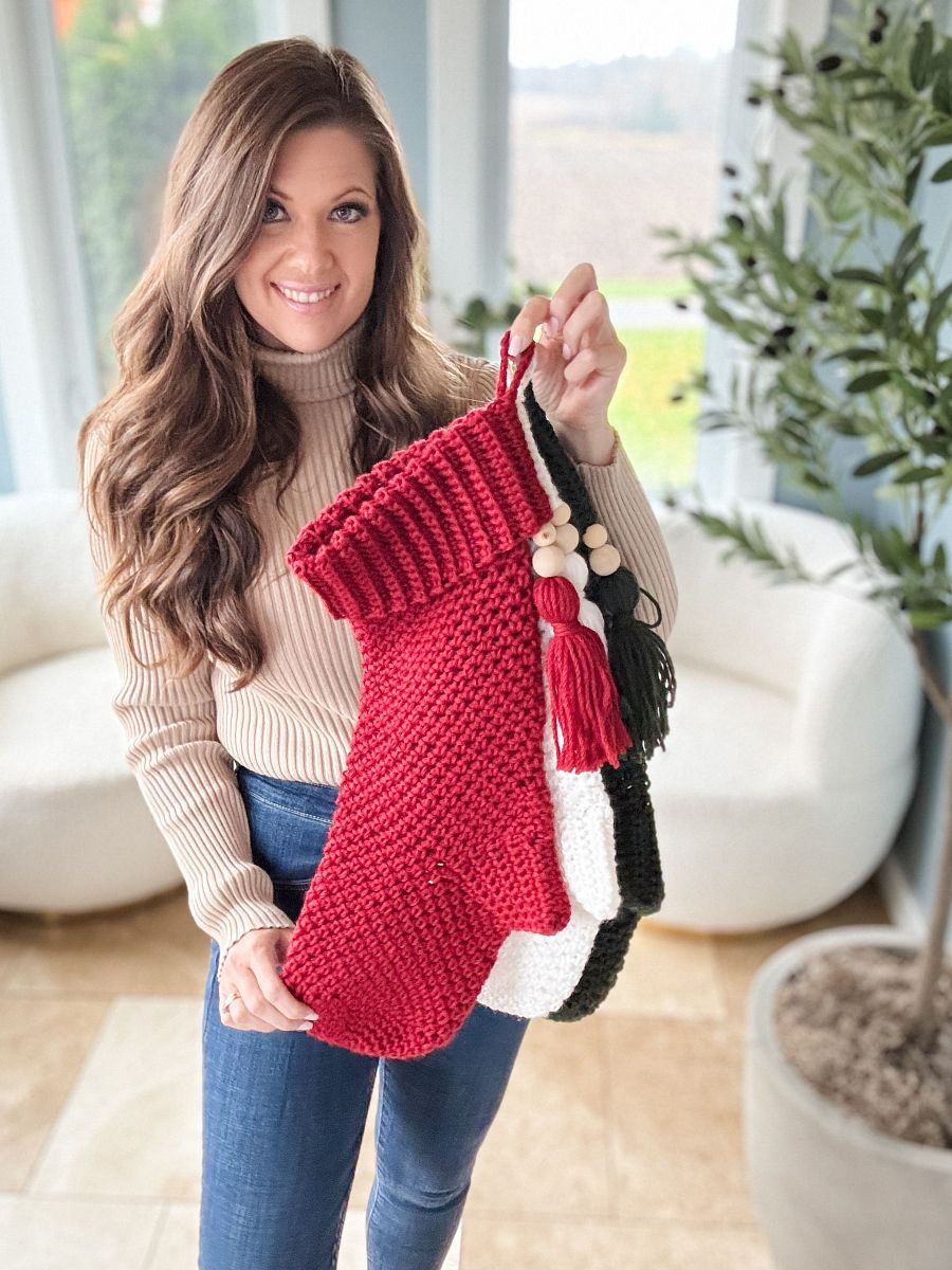 Holiday Weave Stocking Crochet Pattern product image (9)