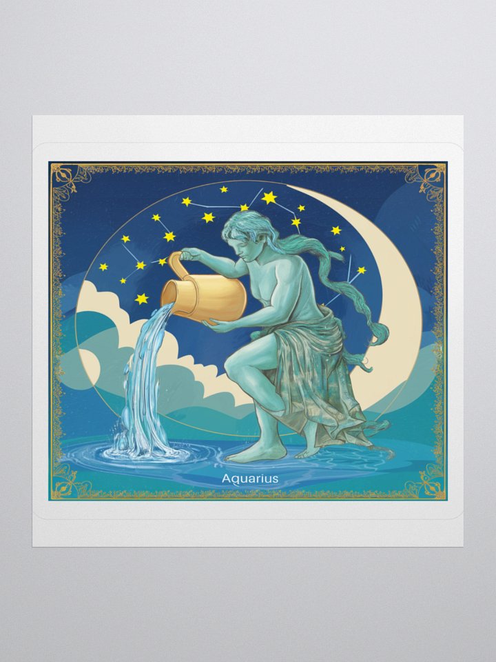 Aquarius Celestial Water-Bearer Vinyl Sticker - Exclusive Zodiac Art product image (1)