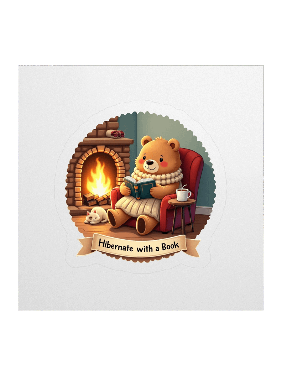 Hibernate with a Book – Cozy Bear Sticker product image (1)