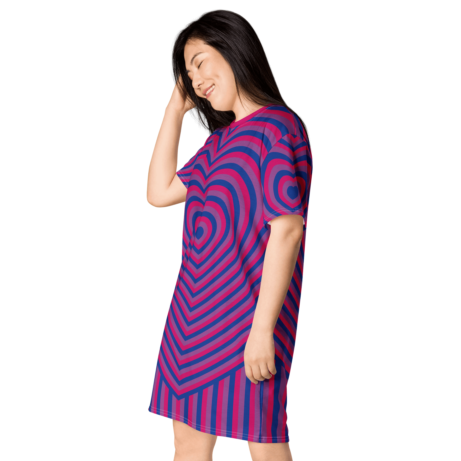 Bisexual Pride Hearts T-shirt Dress product image (3)