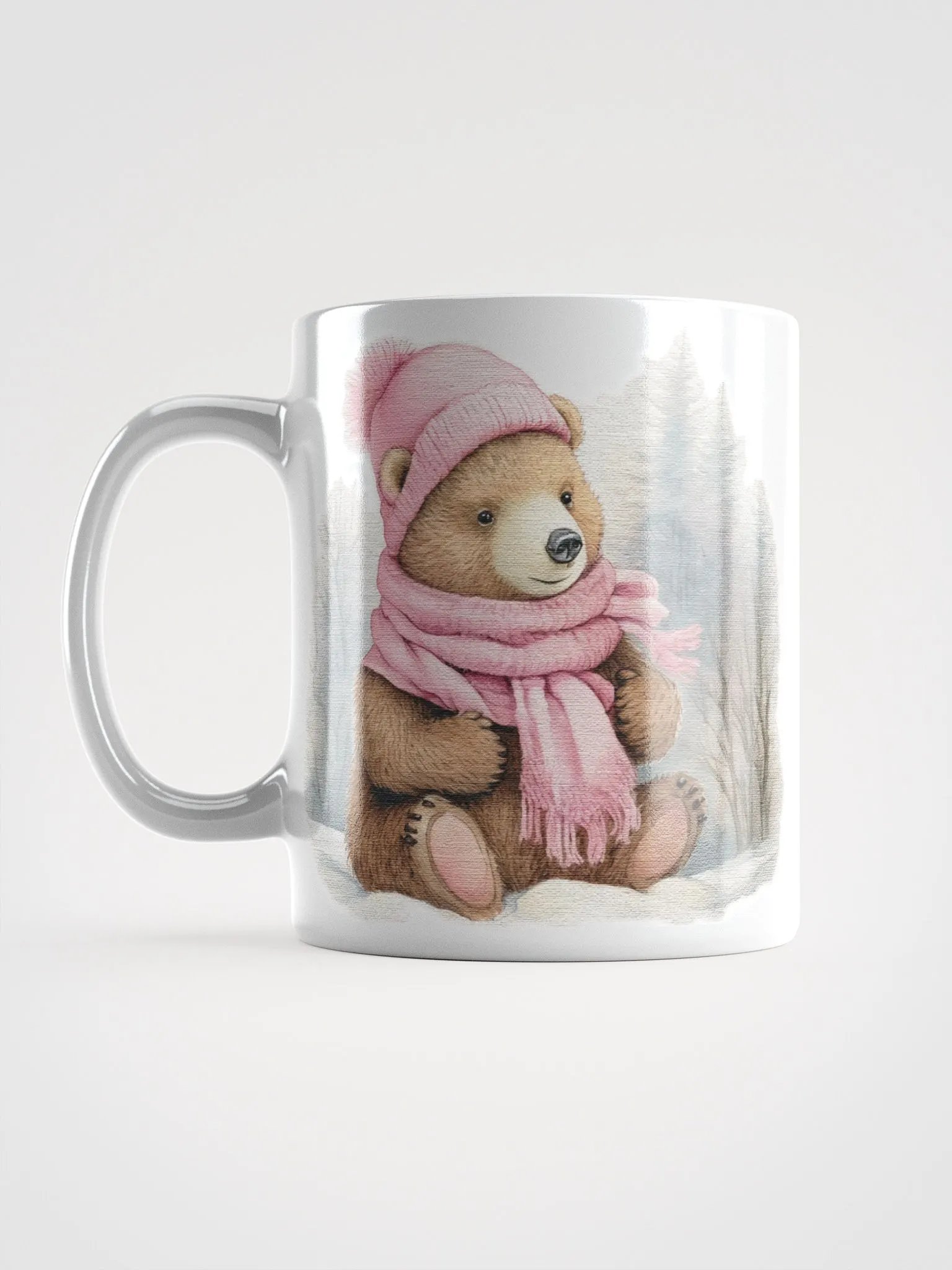 Adorable cute bear wearing a pink hat and scarf Mug product image (6)
