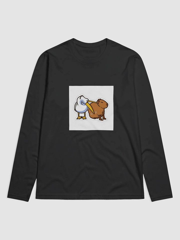 Meme Pelican and Capybara Cartoon Long Sleeve Shirt product image (2)