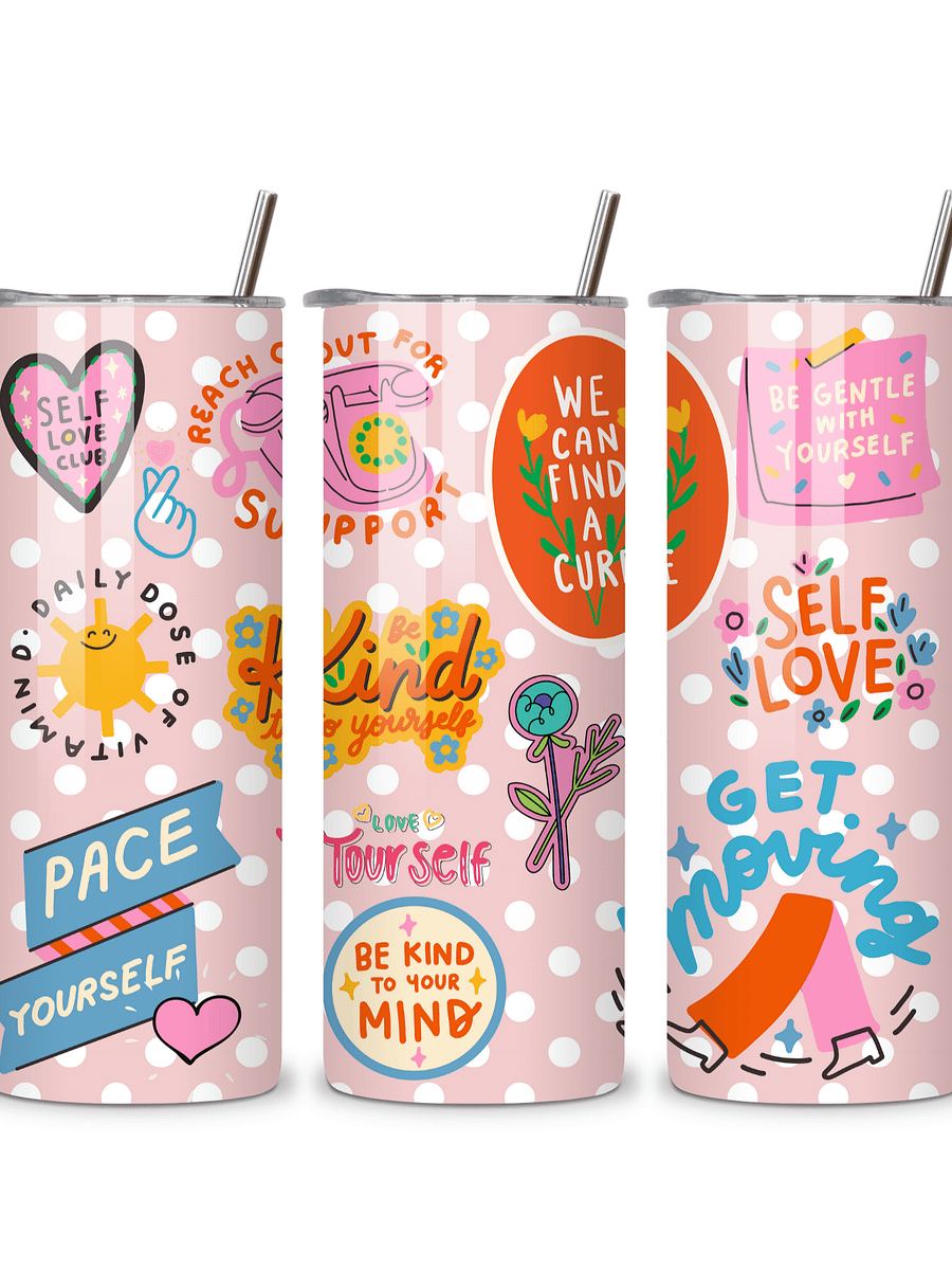 Inspirational Quotes 20oz Skinny Tumbler, Motivational Design, Double-Walled Insulated Stainless Steel, Metal Straw, Gift for Women, Teens, and Positivity product image (3)