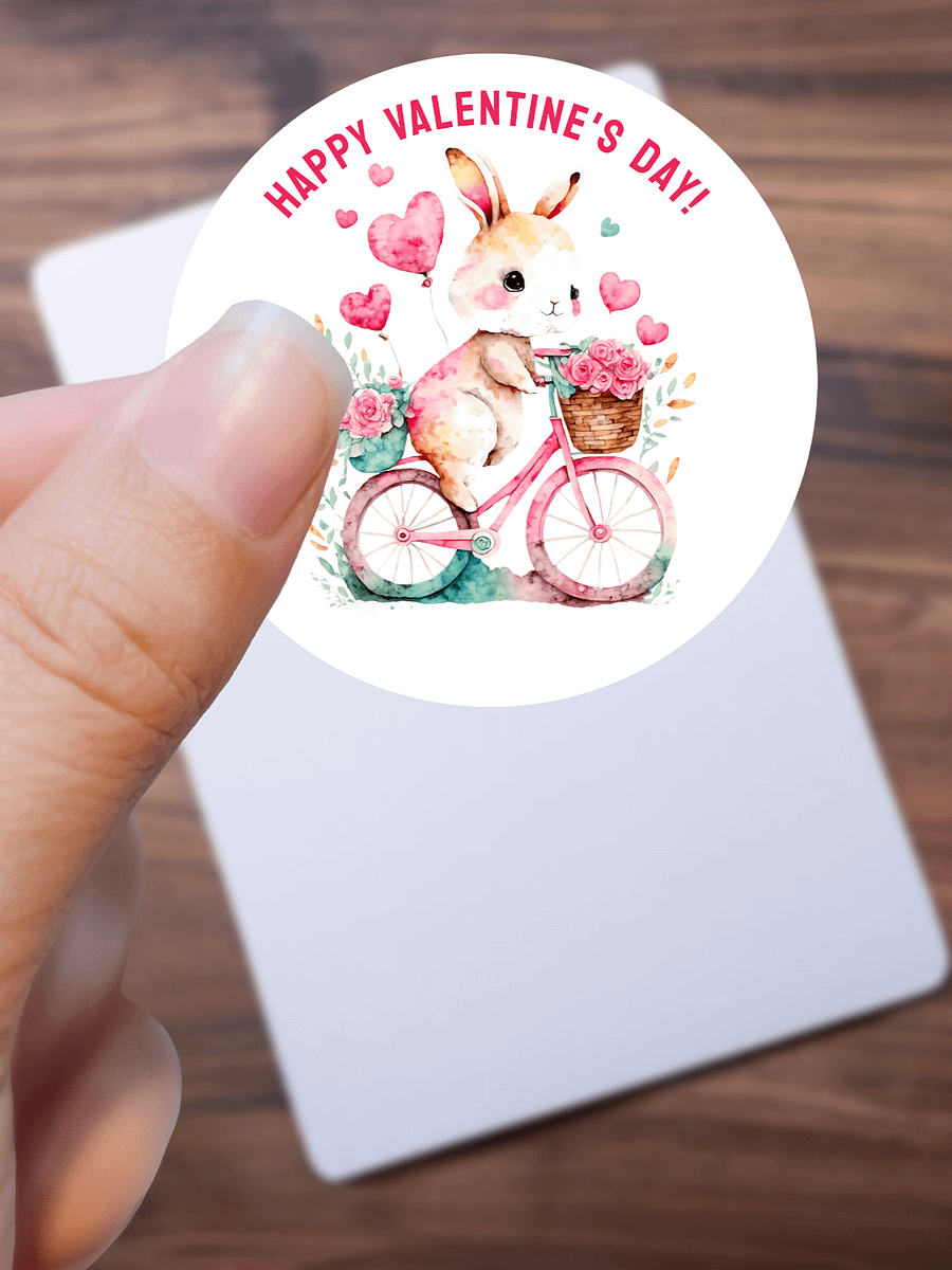 Happy Valentine's Day Greetings Bunny Riding Bike product image (1)