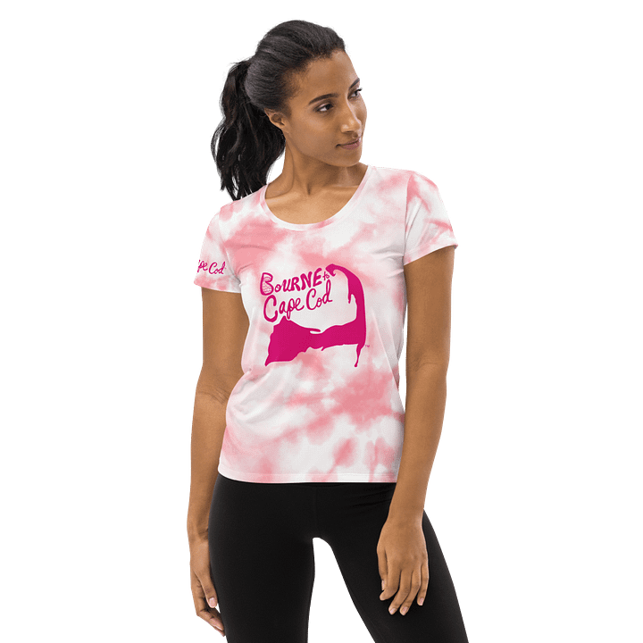 Women's | BOURNE to Cape Cod™ | Sporty Prep Tee ⚓️ | Athletic Style | Pink Logo on Pink Tie-Dye product image (2)
