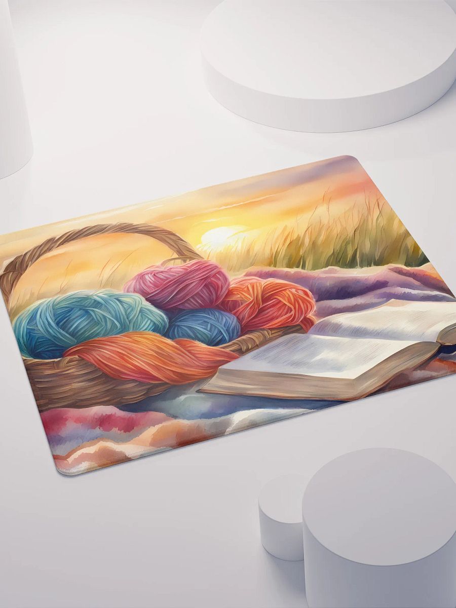 Yarn Basket with a Book at Sunrise, Gaming Mouse Pad, 2 Sizes product image (4)