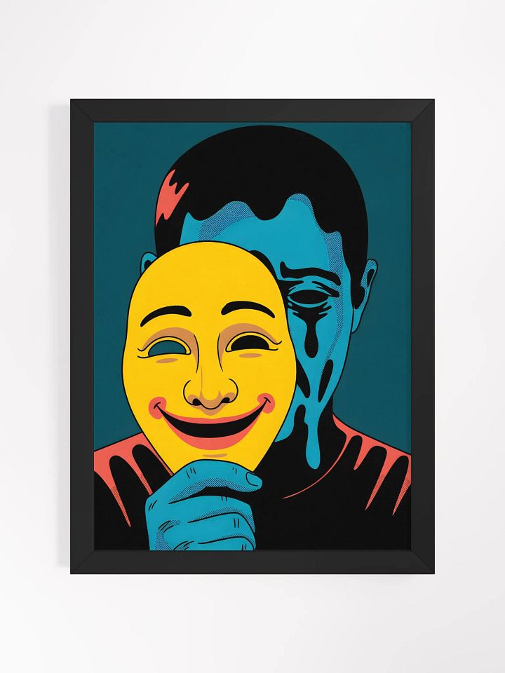 Masked Identity Pop Art Print | Bold Teal & Yellow Self-Discovery Decor product image (1)