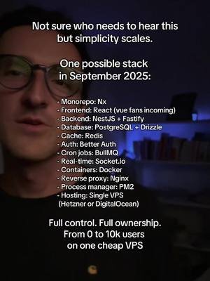One possible tech stack for building a full stack typescript web app in September 2025. Everything running on one single VPS. #webdevelopment #javascript #typescript #coding 