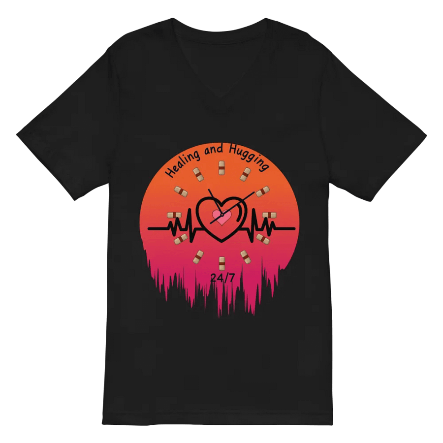 Healing and Hugging Clock Heart V-Neck Tee product image (3)