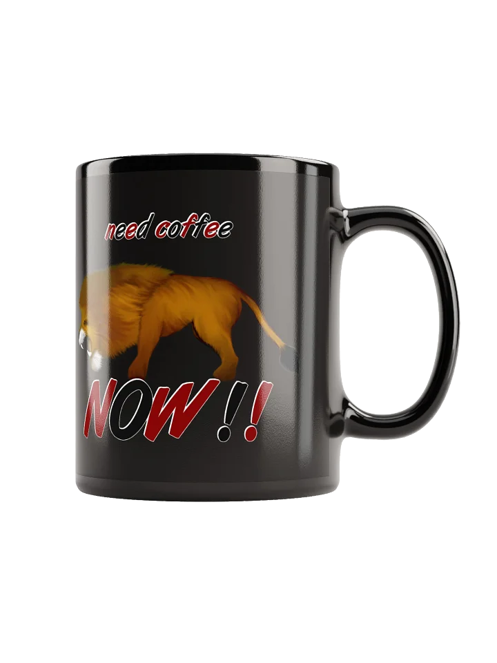 Roaring Lion 'Need Coffee NOW!!' Black Glossy Mug product image (2)
