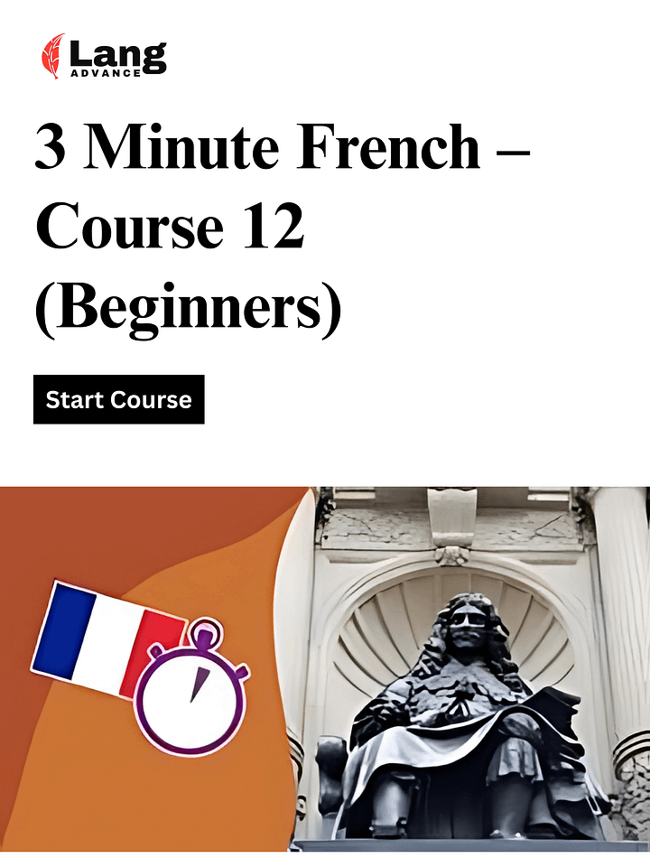 3 Minute French - Course 12 | Language lessons for beginners product image (1)