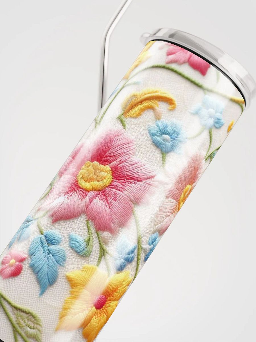 Radiant Floral Embroidered Stainless Steel Tumbler - Sustainable Chic for Your Daily Sips product image (5)