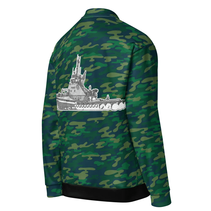 Foss Tugboat Sketch Teal Camouflage Bomber Jacket product image (3)