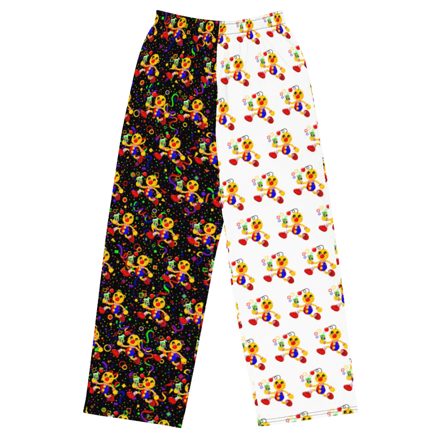 Split White and Arcade Boyoyoing Unisex Wide-Leg Pants product image (1)