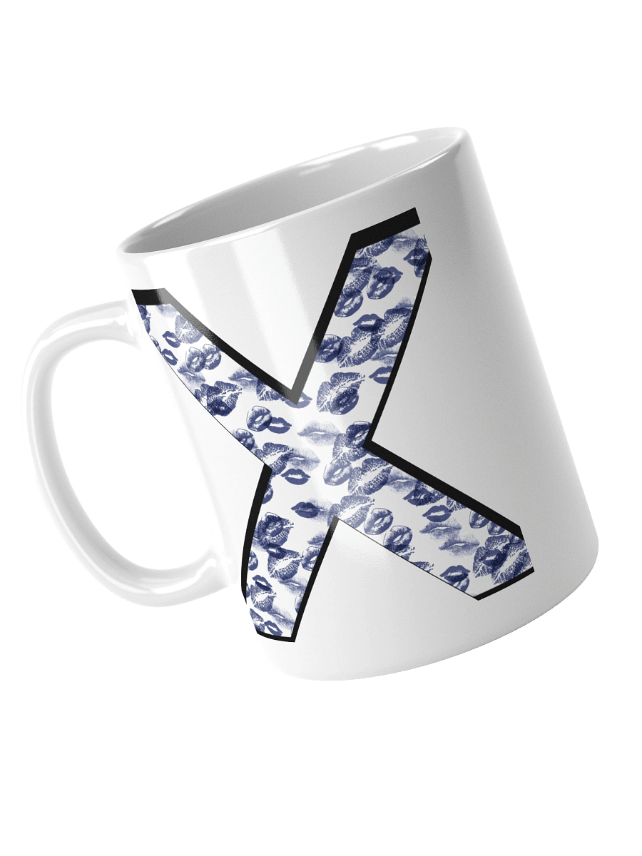White X Dark Blue Lipstick Kisses | Glossy White Mug product image (1)