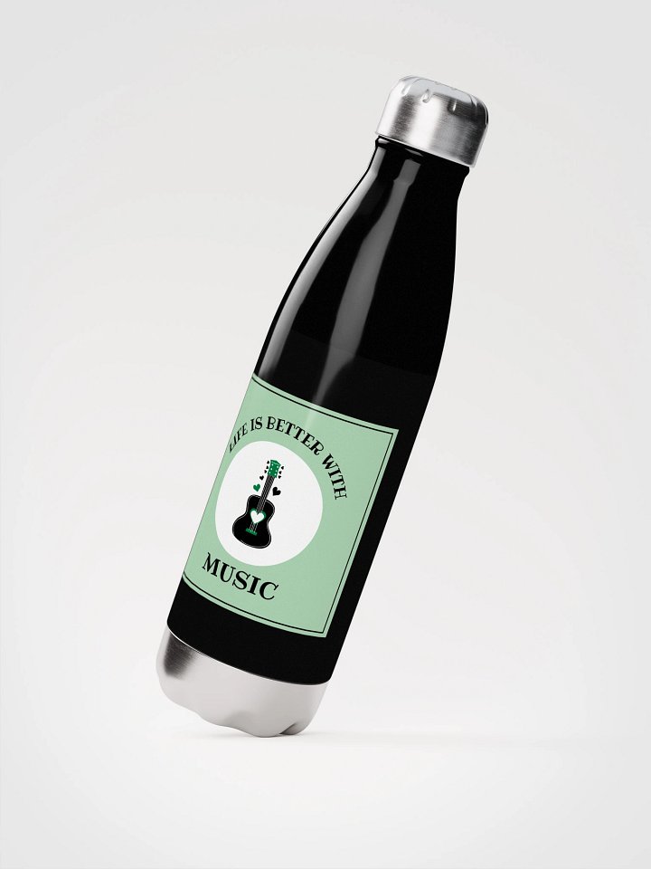 LIFE IS BETTER with MUSIC Stainless Steel Water Bottle product image (2)