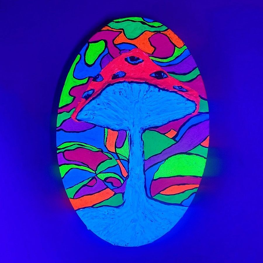 'Psychedelic Mushroom' UV Reactive / Glow in the dark Impasto Painting product image (3)