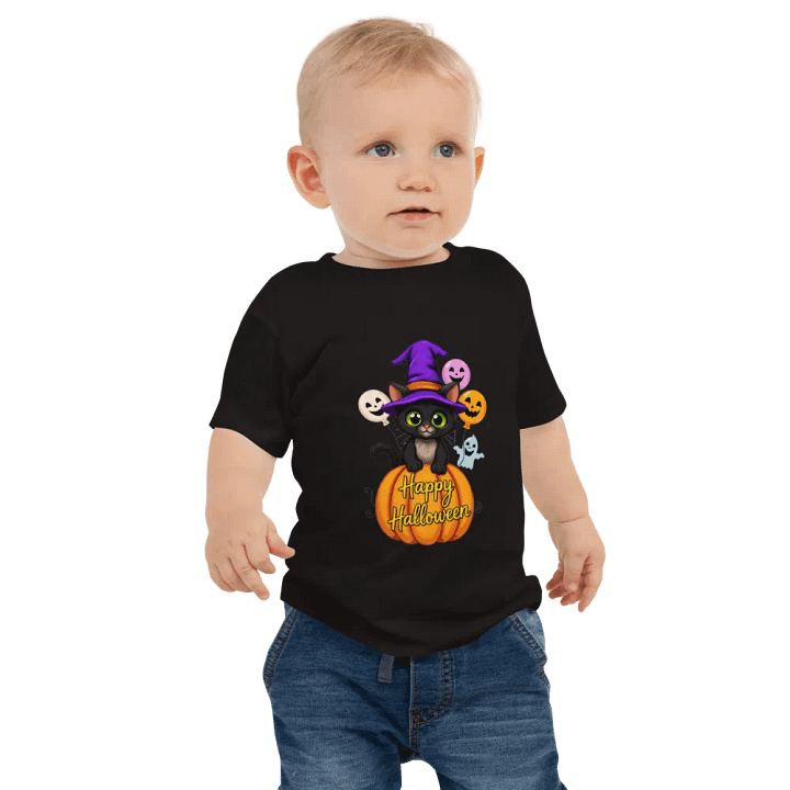 Witchy Cat Halloween Baby Tee product image (1)