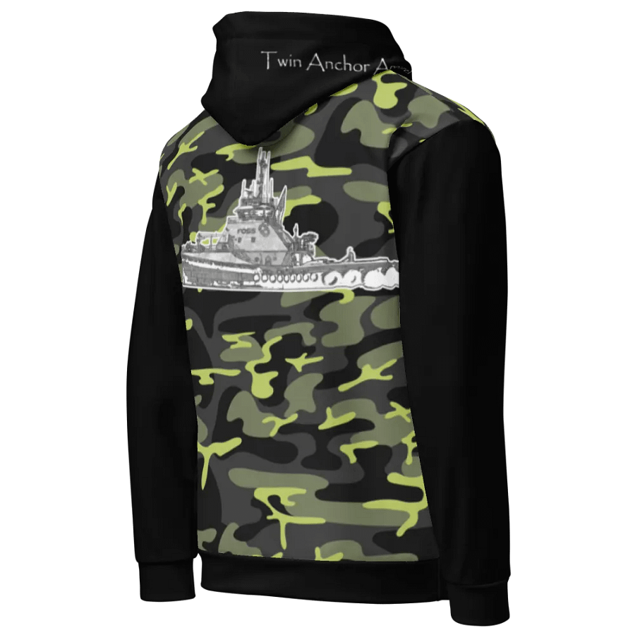 black & Green Camouflage Foss tug Sketch Hoodie product image (5)