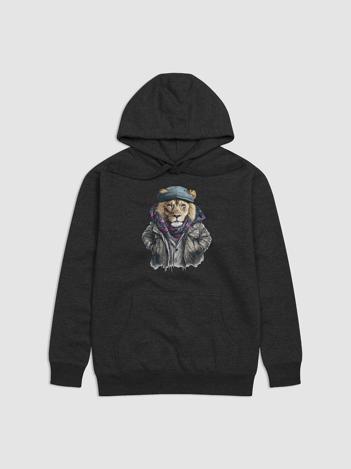 Lion wearing a jackets hat and a scarf Hoodie product image (1)