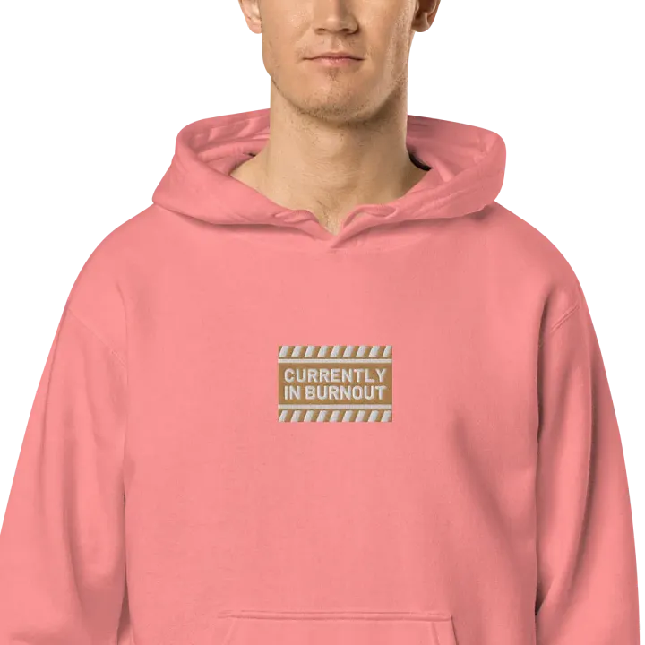 CURRENTLY IN BURNOUT embroidered pigment hoodie (brown design) product image (2)