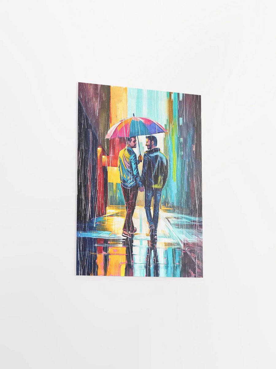 Gay Couple In The Rain – Colorful Two Hearts Matte Poster product image (19)
