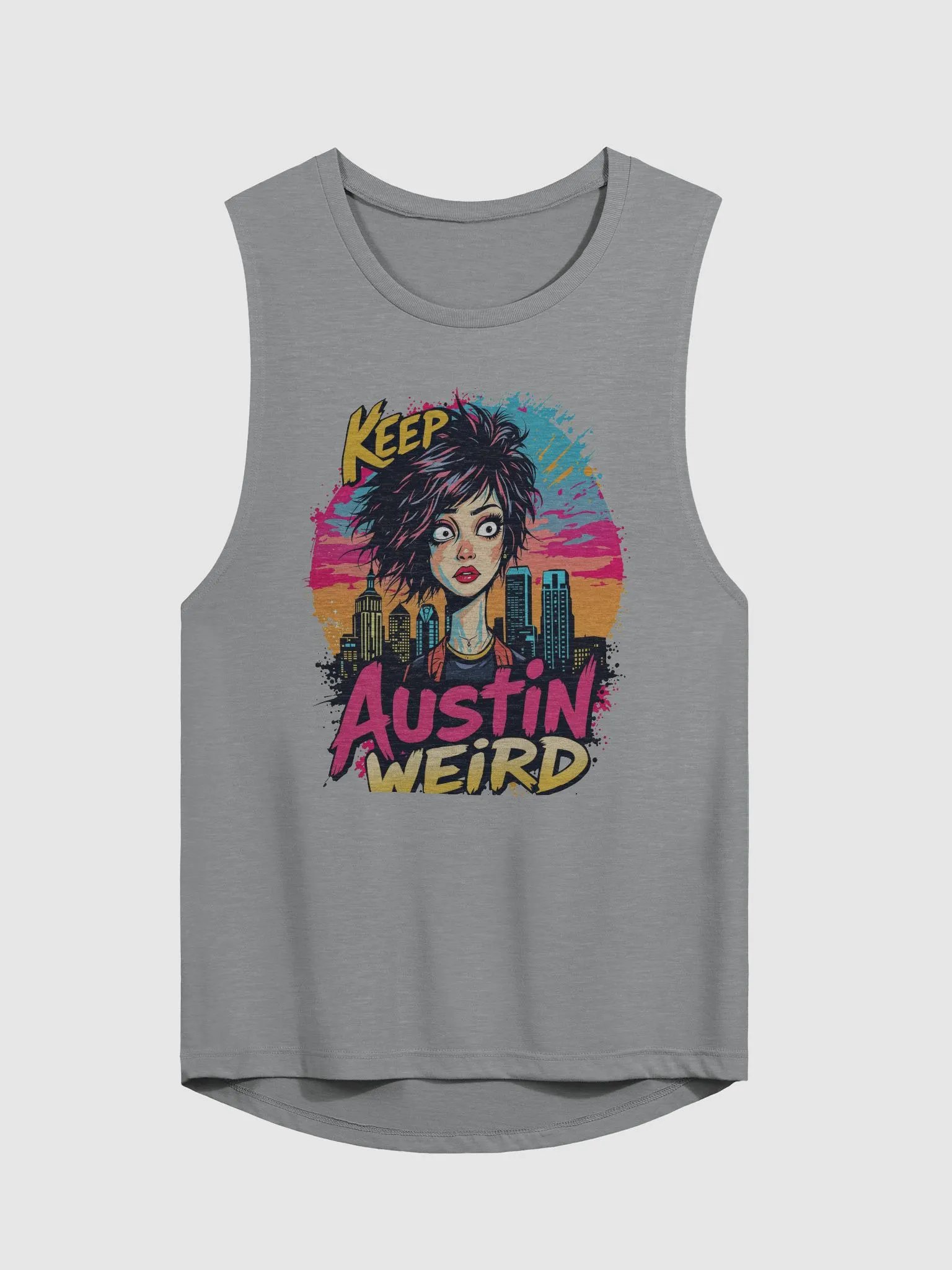 Keep Austin Weird Cartoon Muscle Tank product image (2)