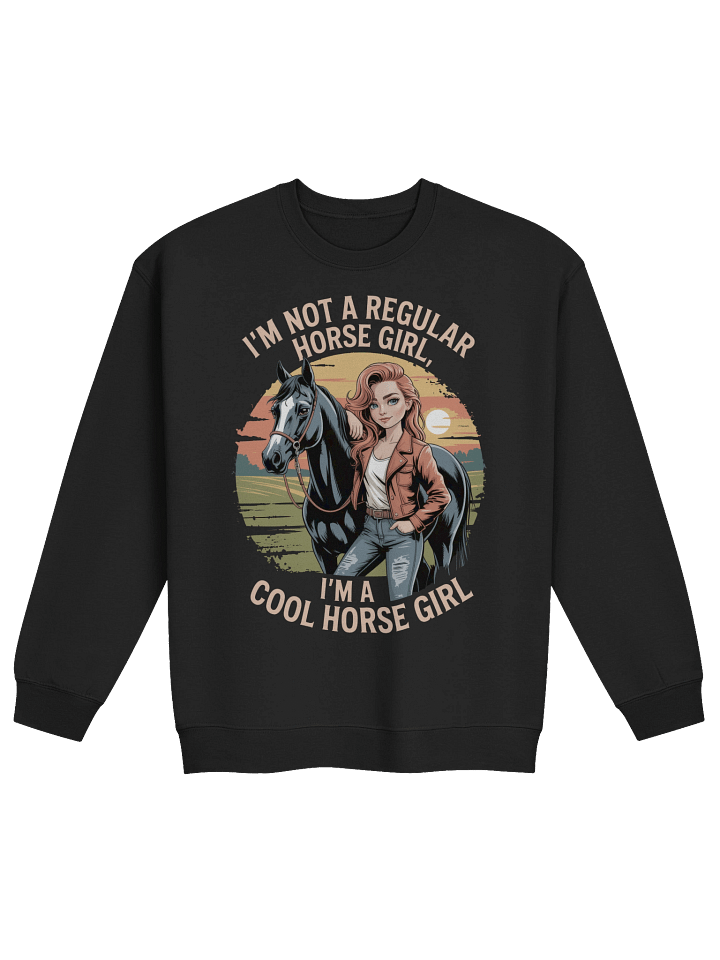 Cool Horse Girl Crewneck - Retro Equestrian Confidence product image (3)