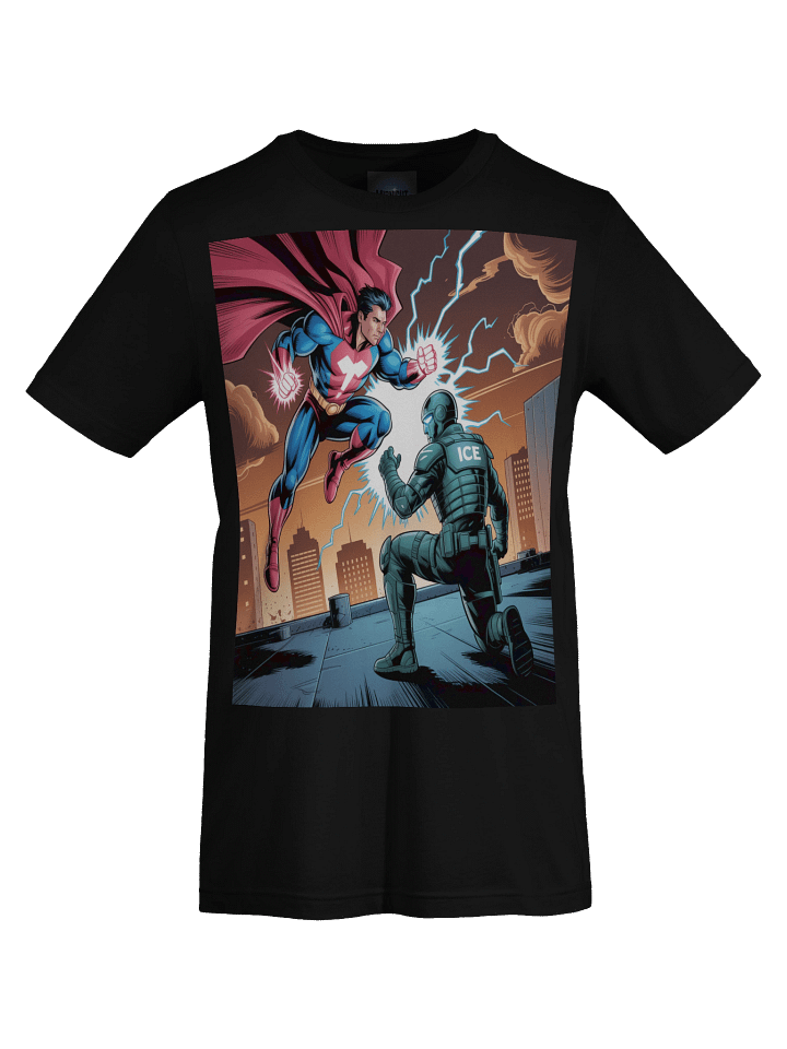 Man of Steel vs. Ice Agent Epic Rooftop Rumble T-Shirt product image (1)