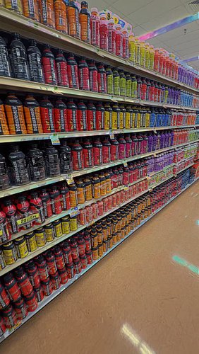 An entire aisle of energy drinks