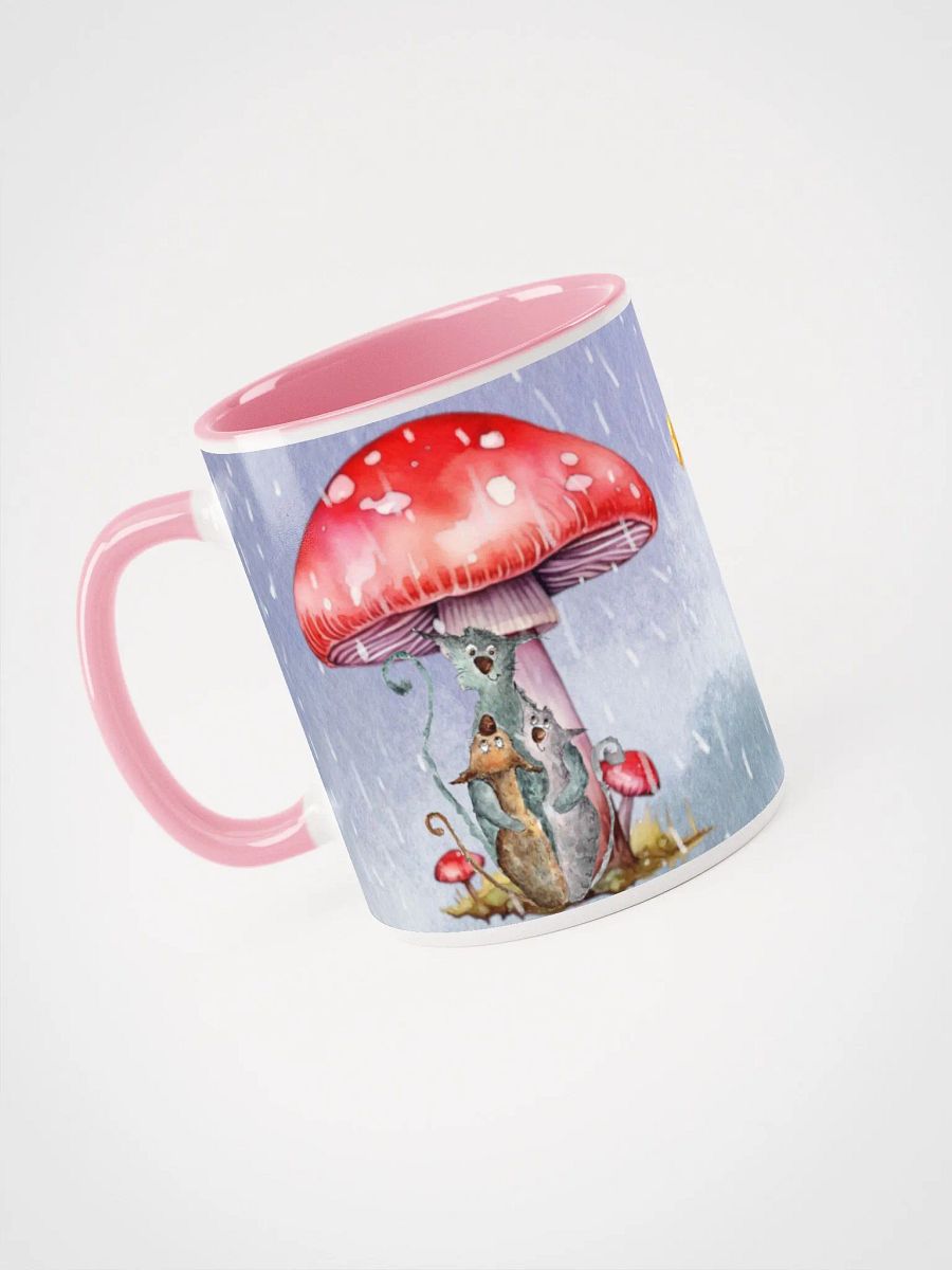 Passing Clouds: Weathering the Storm Ceramic Mug | 11oz & 15oz Nature-Inspired Coffee Mug | Whimsical Mouse & Cat Design product image (3)