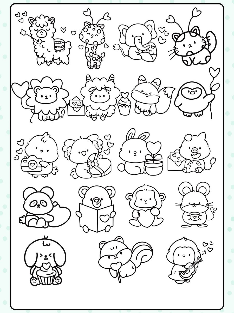 Love & Snuggles | Kawaii Animals Sharing Love Coloring Book product image (2)