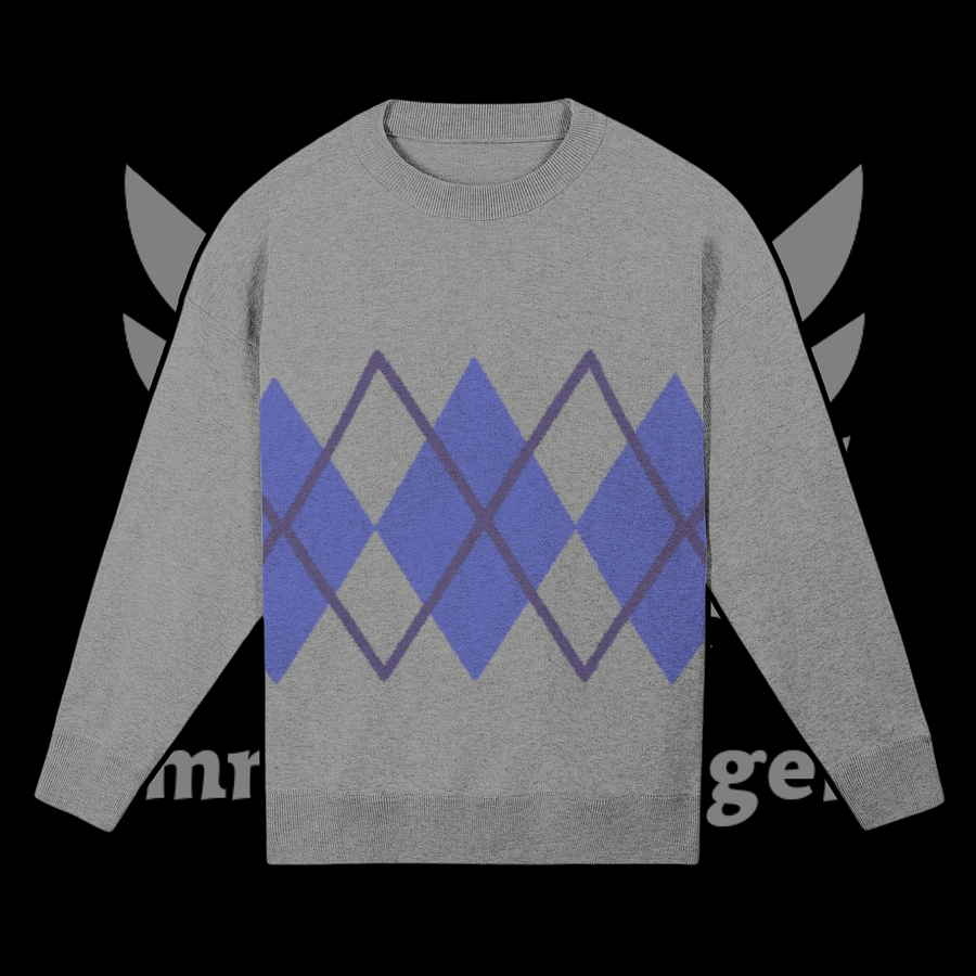 Argyle Gray Knitted Relaxed Sweater product image (1)