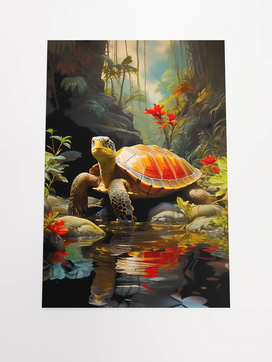 Turtle Basking in the Sun in Tranquil Waters in Jungle Matte Poster product image (3)