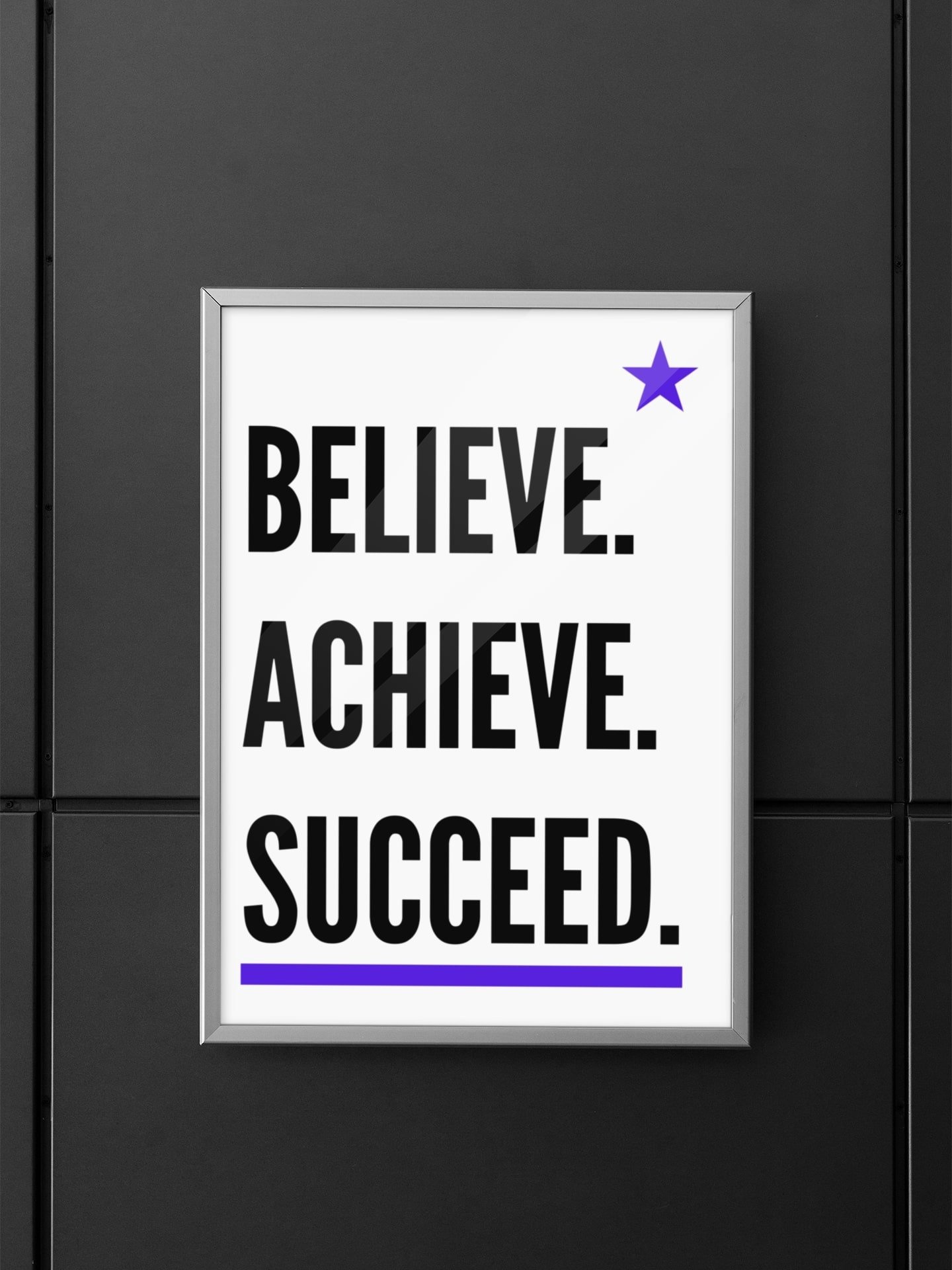 Believe Achieve Succeed Poster, Inspirational Quote Wall Art, Bold Typography, Star Accent, Motivational Office Decor, Success Affirmation product image (5)