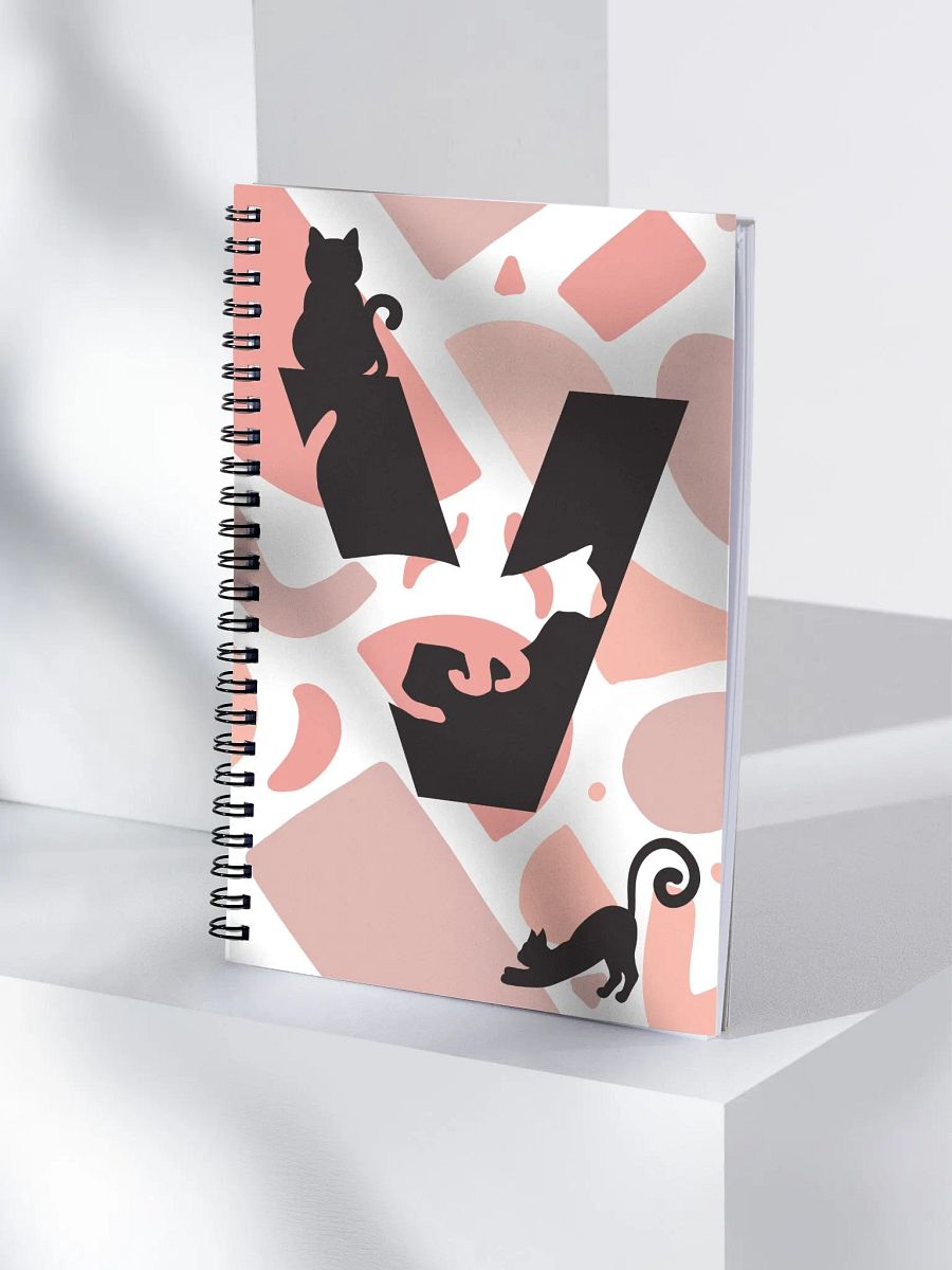 Monogram Letter V Cat Lover Geometric Pinks Notebook product image (4)