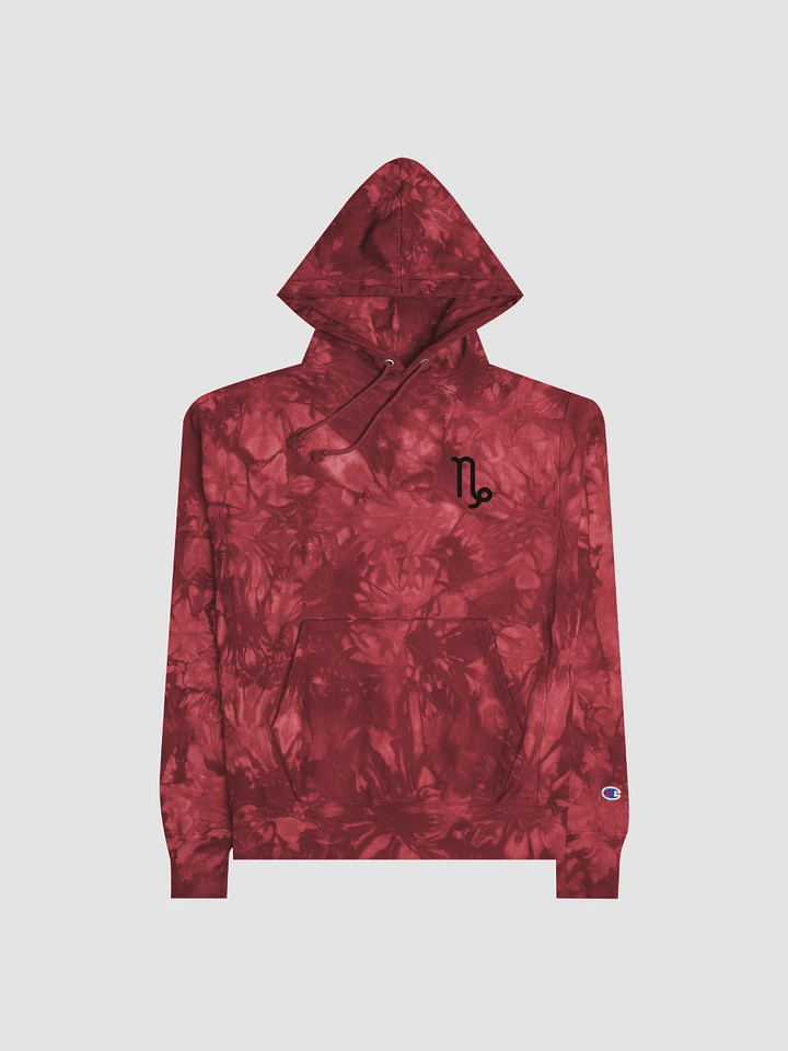 Capricorn Black on Red Champion Tie Dye Hoodie product image (2)