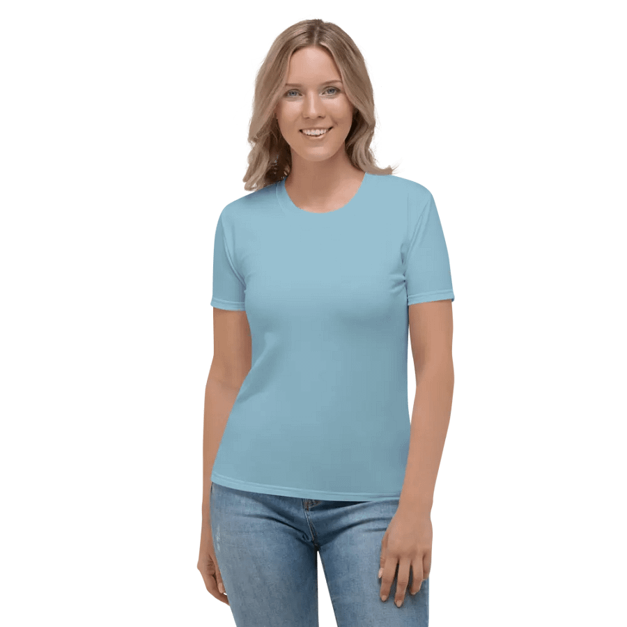 Plain Light Blue Soft Summer Women's Crewneck Polyester Heavyweight Premium T-Shirt by Treasure Pie product image (3)