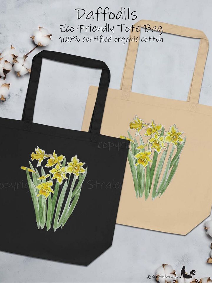 Daffodils Watercolor Art Print Eco Cotton Tote Bag product image (1)