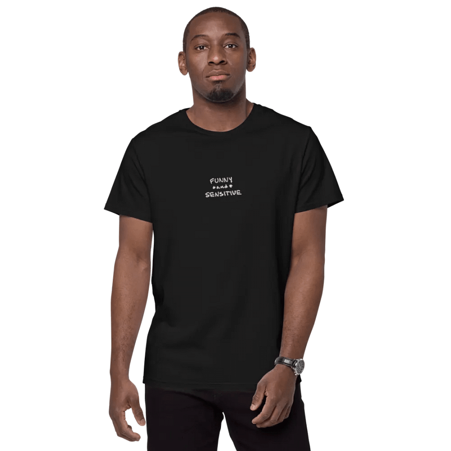 FUNNY *and* SENSITIVE embroidered premium cotton tee (white thread) product image (7)