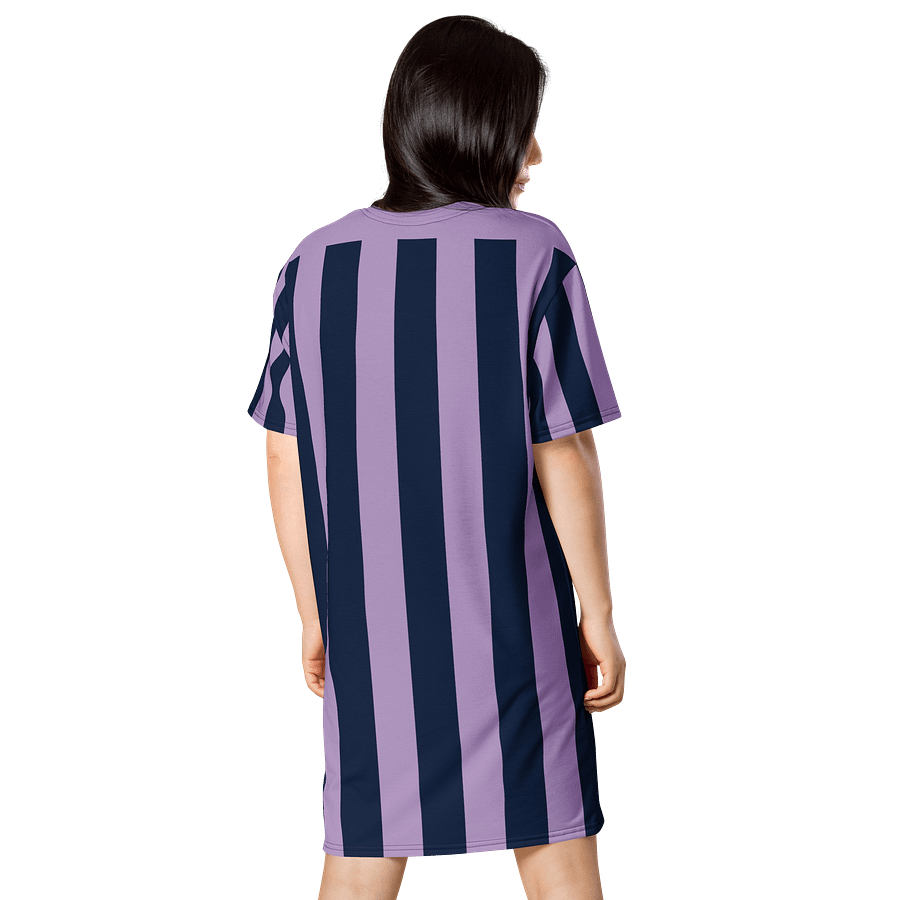 Exclusive Navy & Lavender Striped Oversized T-Shirt Dress | TDS Music product image (2)